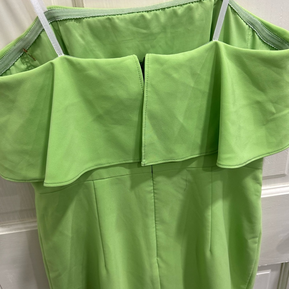 Strapless Ruffle Green Dress - Picture 3 of 9